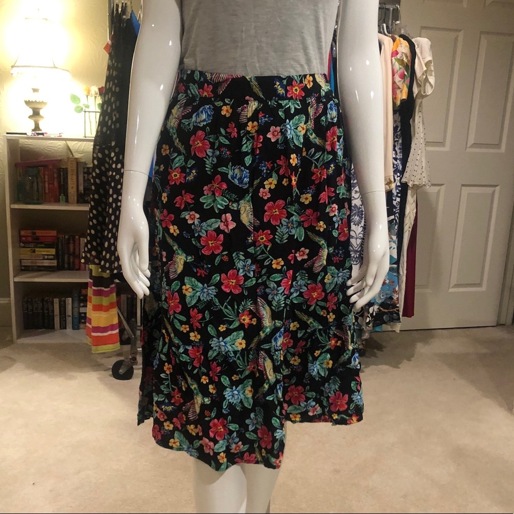 Tropical Floral Old Navy Midi Skirt